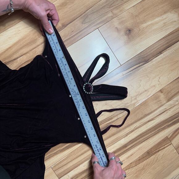 VINTAGE 80s Velvet Keyhole Halter 2 Piece Bodycon Set Size 2 Purple Dancer - Picture 8 of 8